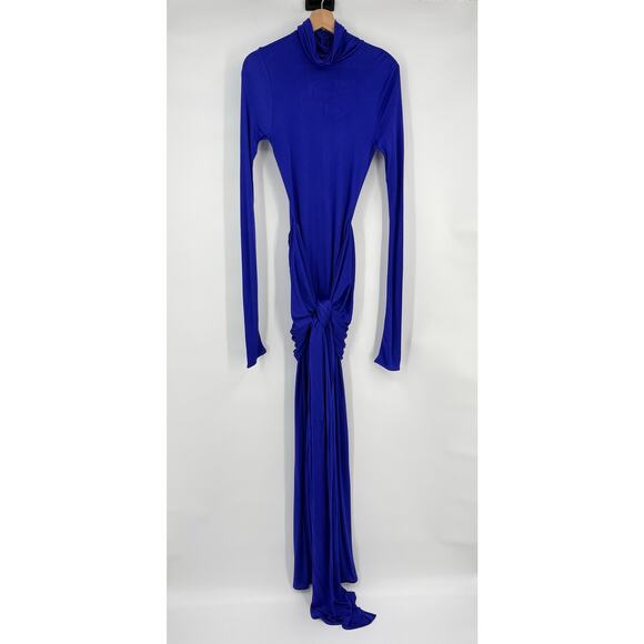 HELSA | Slinky Jersey Sarong Maxi Dress in Royal Blue L - Picture 4 of 16